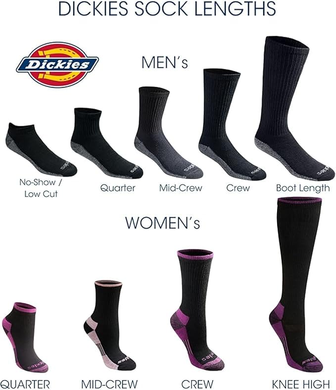 Dickies Men's Dri-Tech Essential Moisture Control Crew Socks, Available in M-XXL (6, 12 Pairs) close-up pointers