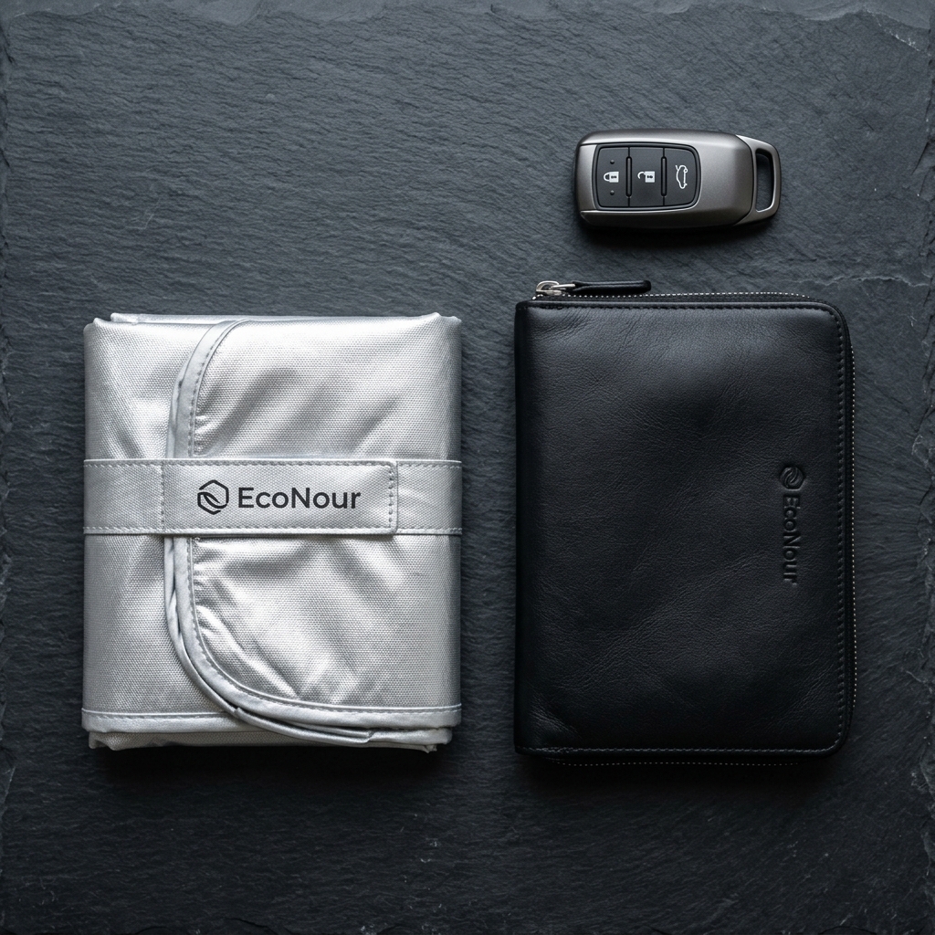 EcoNour folded sunscreen flatlay banner design