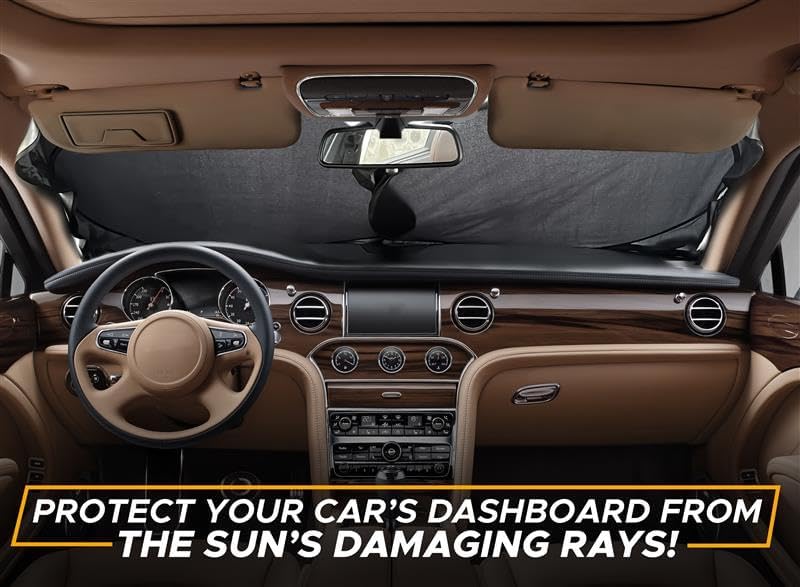EcoNour Sunshade protecting steering wheel and dashboard from hot rays