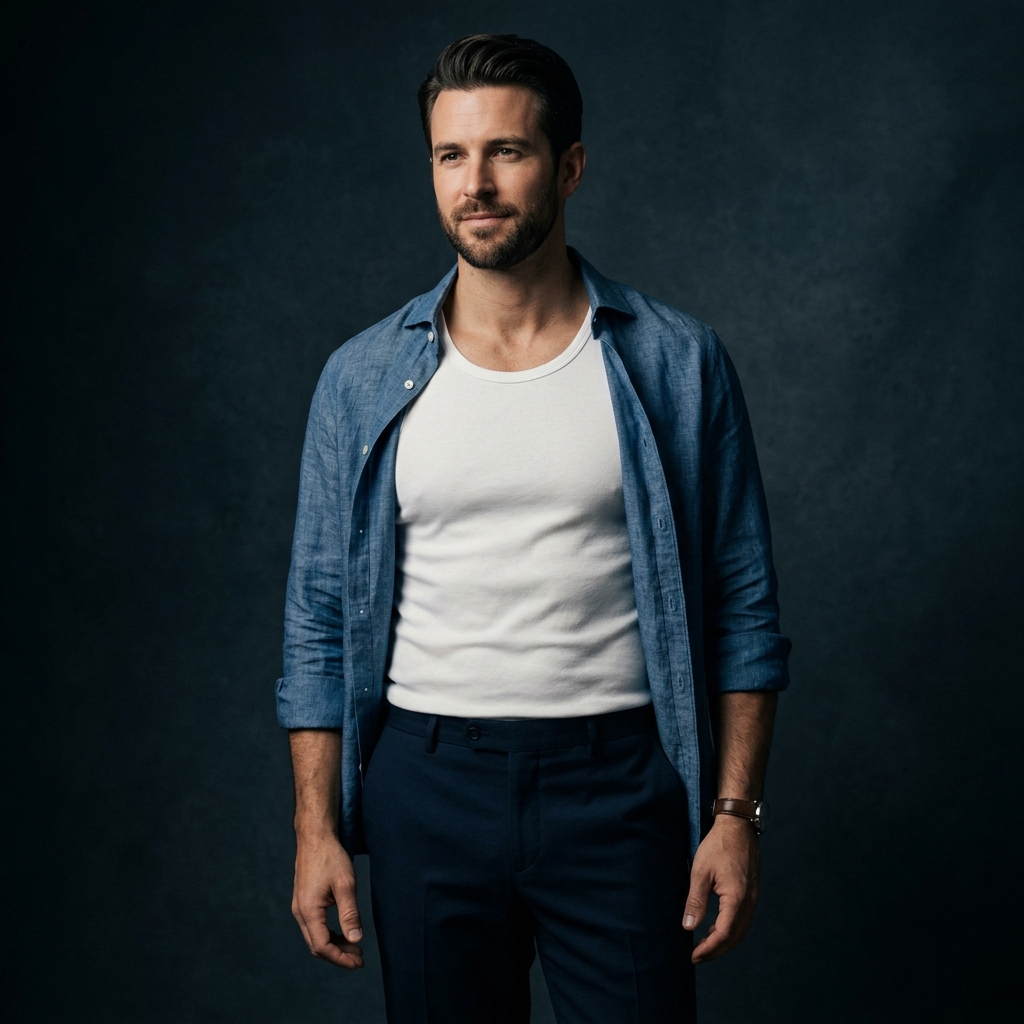 Hanes Men's Stay-Tucked Cotton Undershirt aesthetic banner