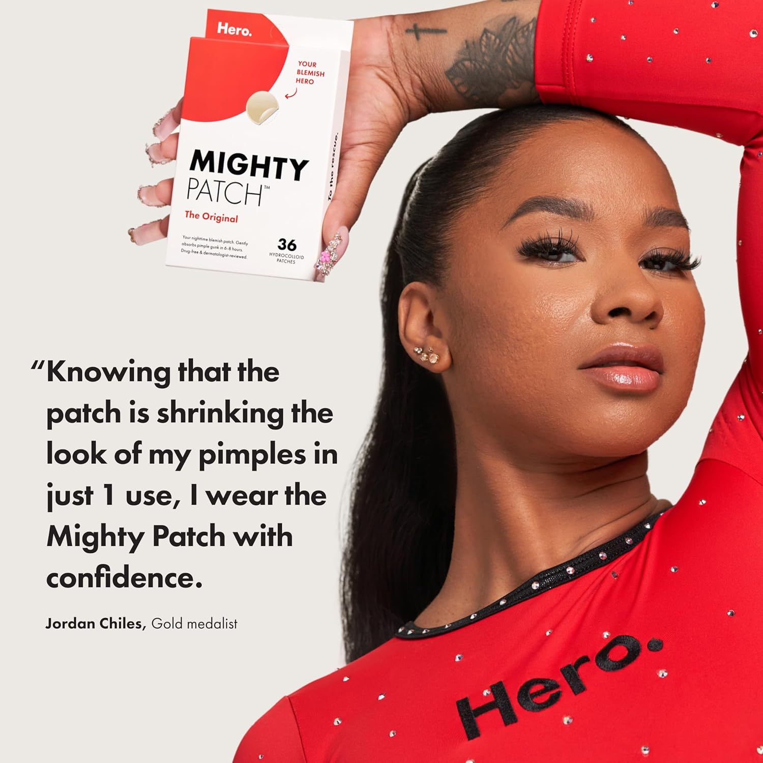 Applying acne pimple patch on skin