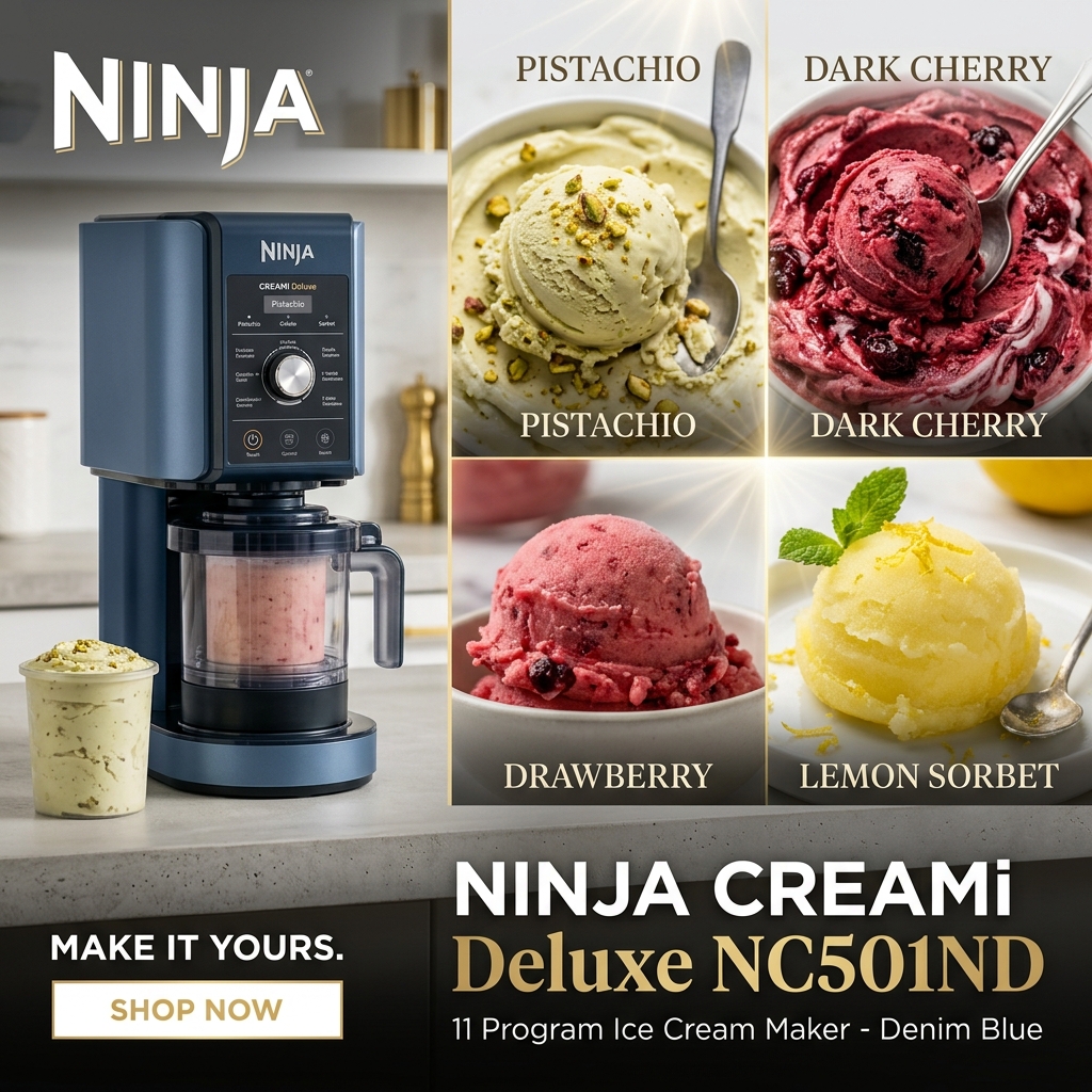 Ninja CREAMi Deluxe specs banner background