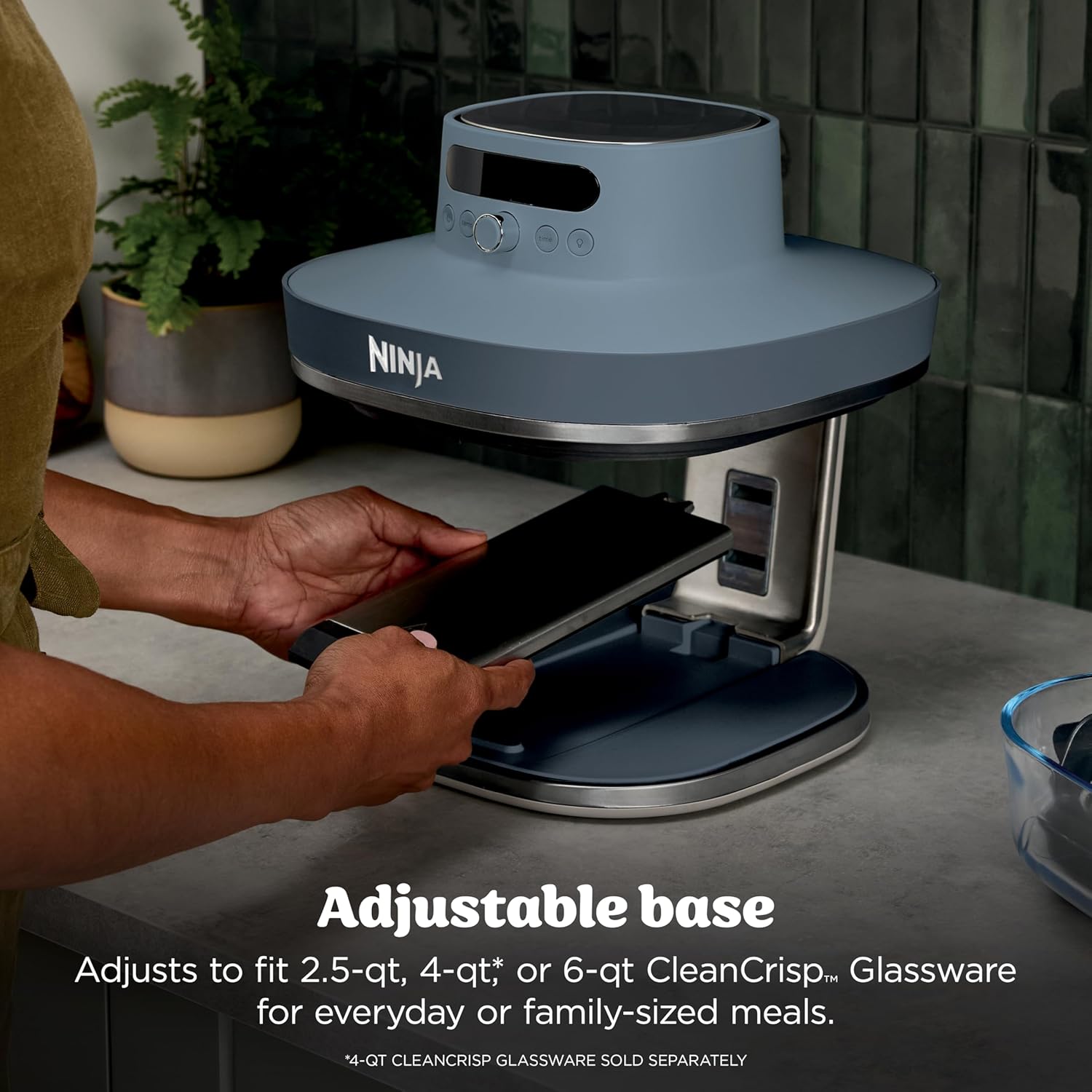 Ninja Crispi Pro 6-in-1 Glass Air Fryer AS101CY Adjustable Base System