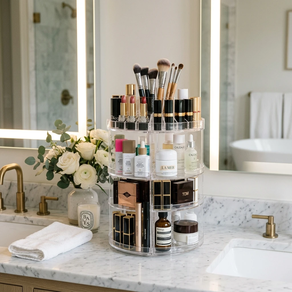How to Declutter a Bathroom Vanity and Organize Cosmetics Neatly: Rotary Principles (2026)