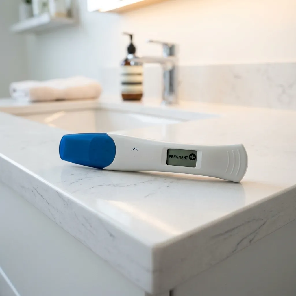High-resolution diagram illustrating digital home pregnancy test interface.